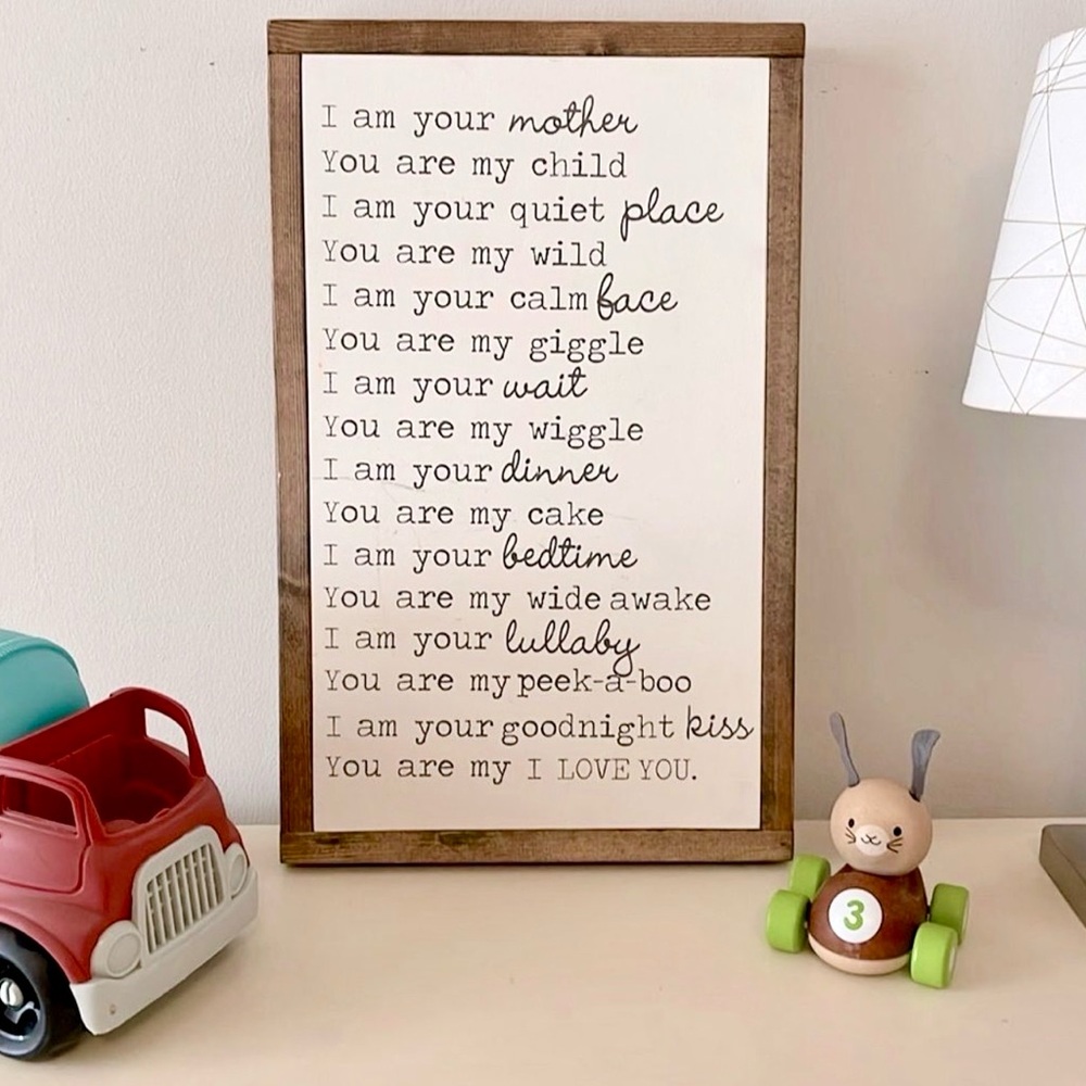 Rustic Wood Framed Nursery Wall Art Sign Farmhouse Baby Gift Room Decor